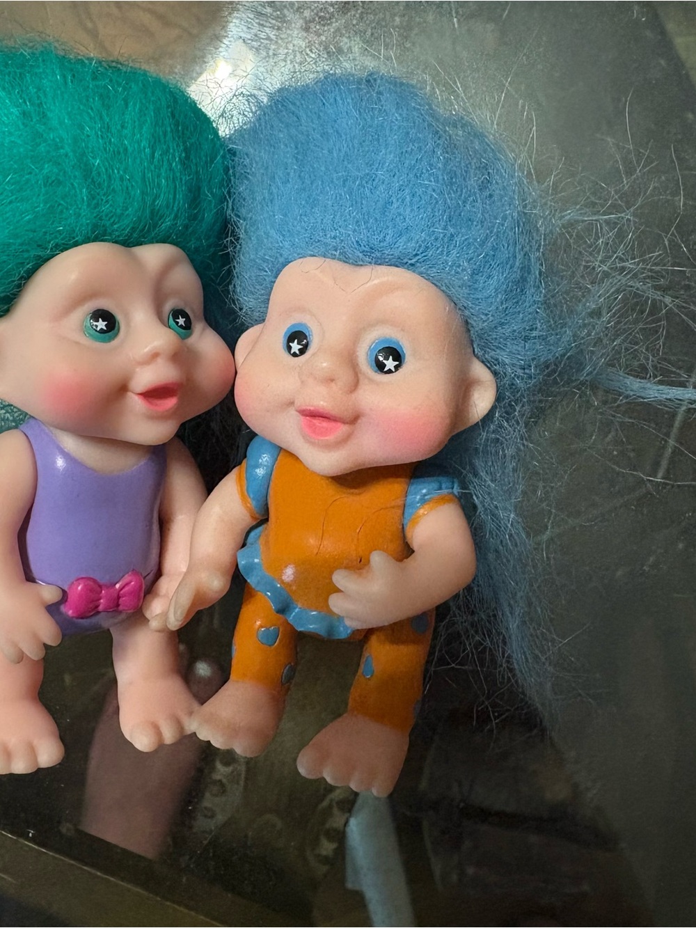 Blue-Haired Kids Troll Doll with Orange Outfit - Cute Star-Eye Figure